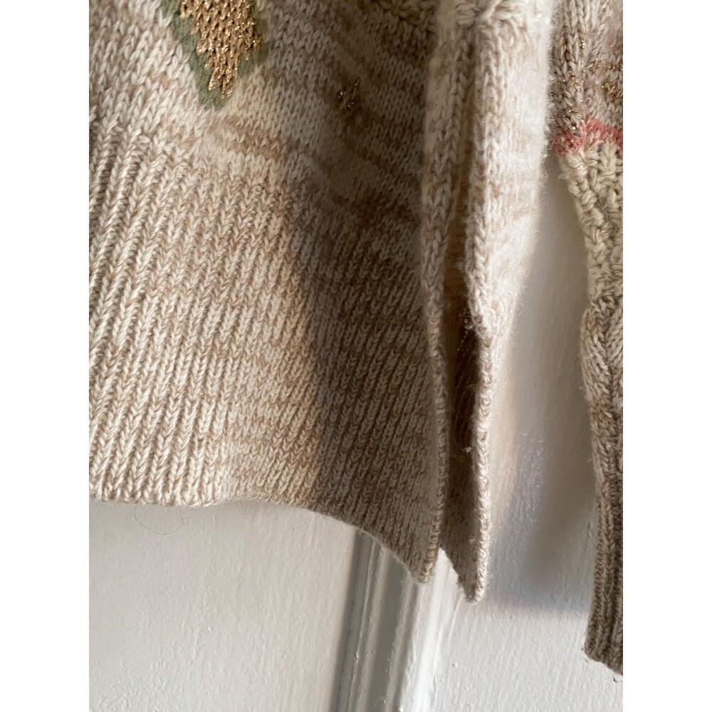 Etro Milano Textured Knit Sweater Gold Diamond Stripe Crew Boho Cottagecore Sz42 - Picture 9 of 12